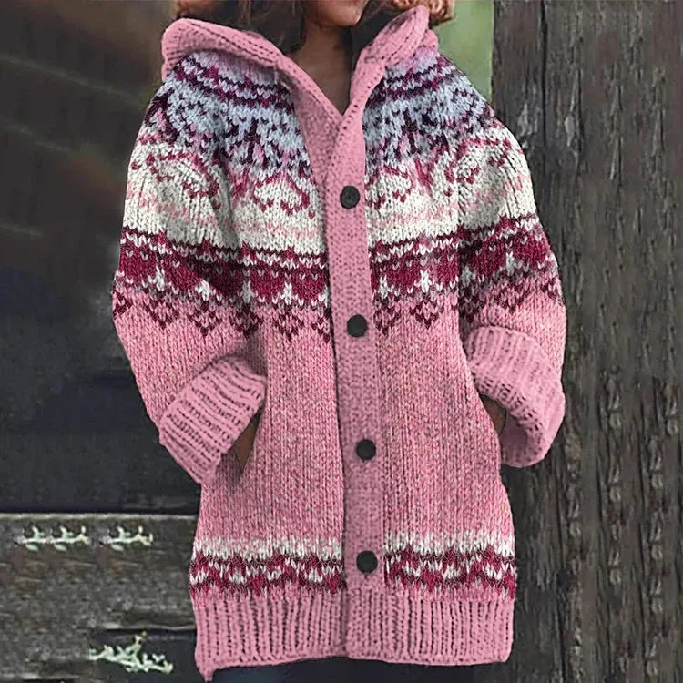 Women's Oversized Knit Jacket with Button Front