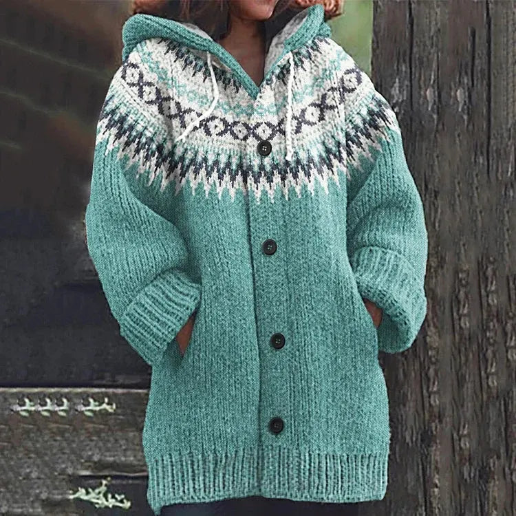 Women's Oversized Knit Jacket with Button Front