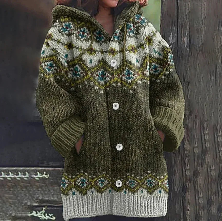 Women's Oversized Knit Jacket with Button Front