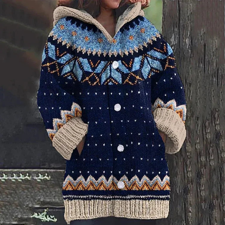 Women's Oversized Knit Jacket with Button Front
