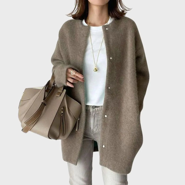 Women's Oversized Long Cardigan with Button Closure