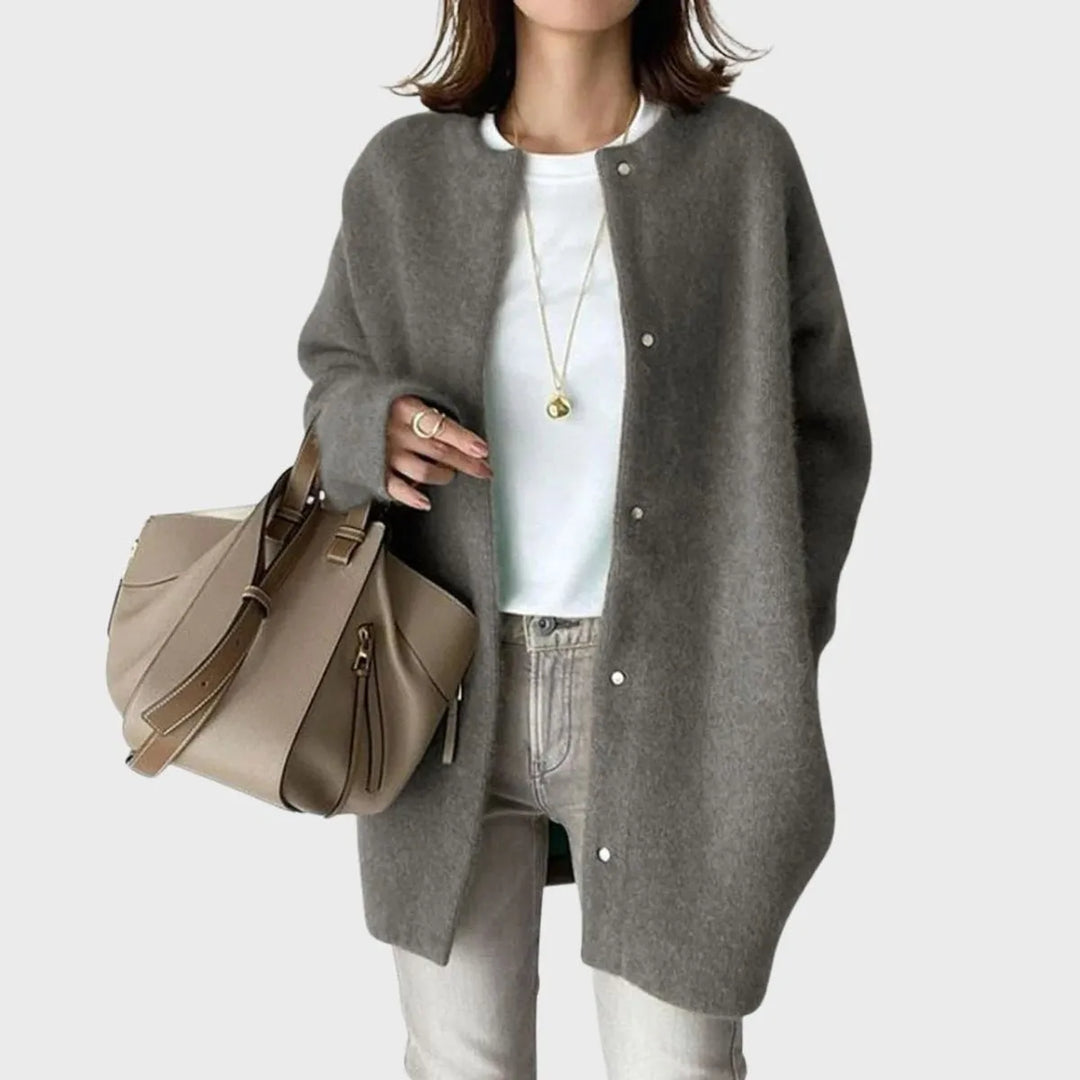 Women's Oversized Long Cardigan with Button Closure