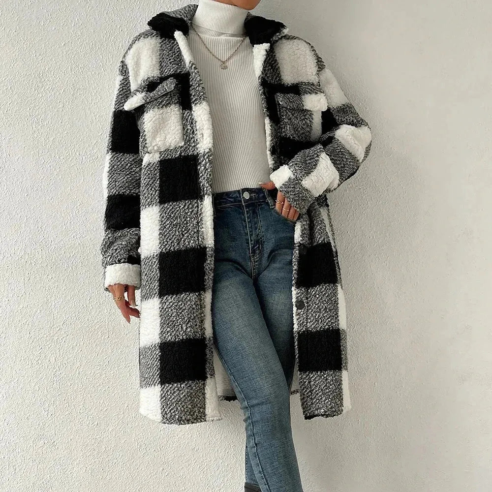 Women’s Oversized Winter Jacket with Button Closure