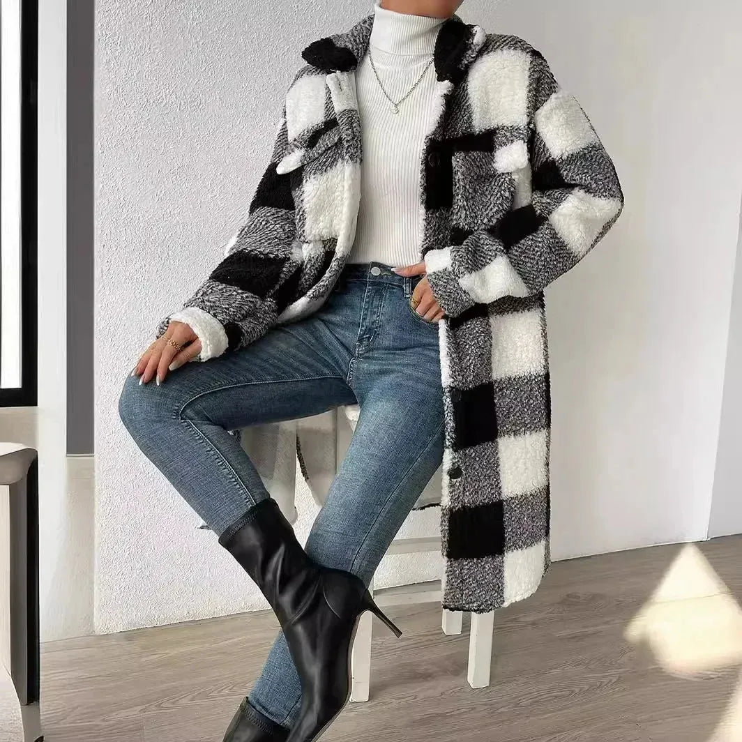 Women’s Oversized Winter Jacket with Button Closure