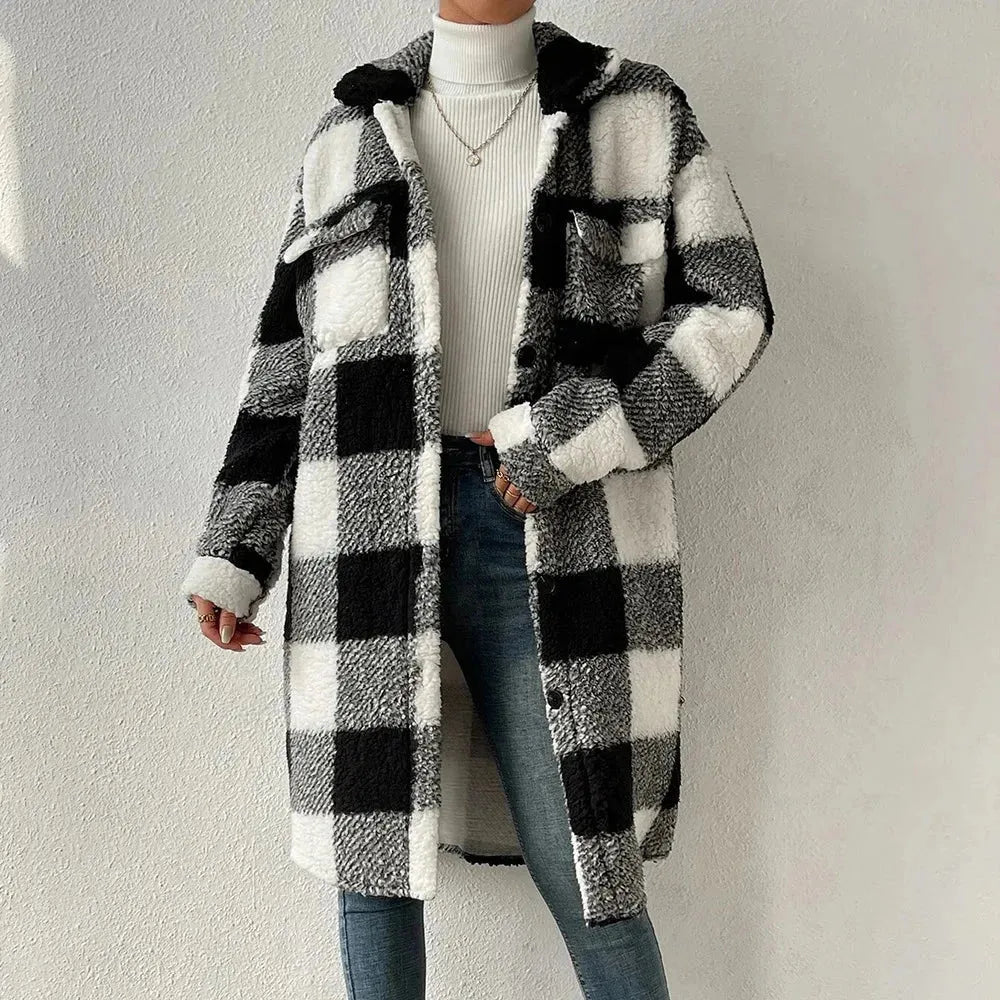 Women’s Oversized Winter Jacket with Button Closure