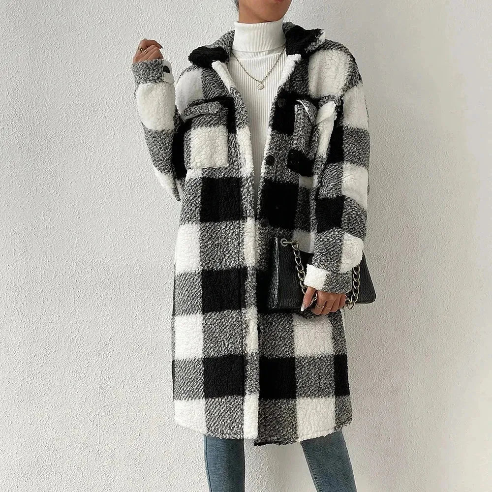 Women’s Oversized Winter Jacket with Button Closure