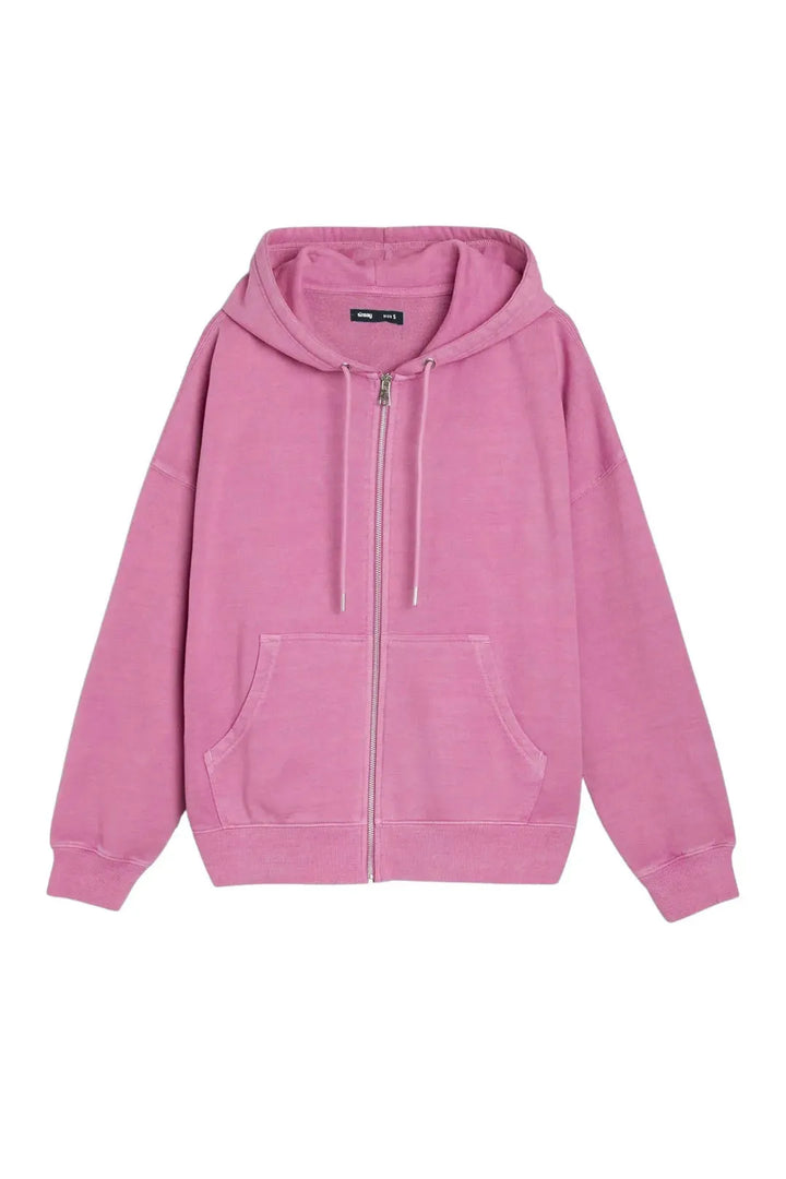 Women's Oversized Zip-Up Hoodie with Embroidered