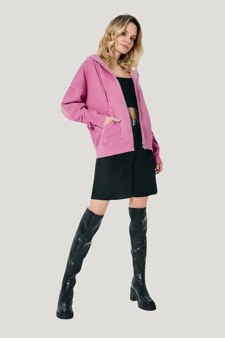 Women's Oversized Zip-Up Hoodie with Embroidered