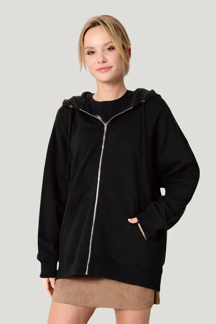 Women's Oversized Zip-Up Hoodie with Embroidered