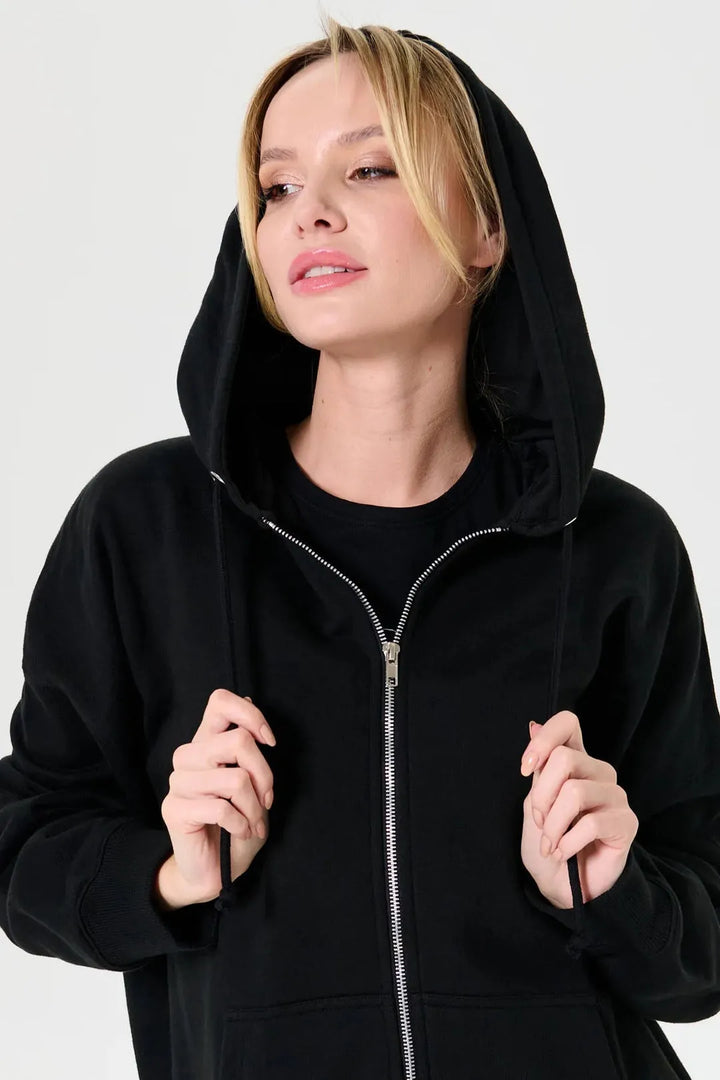 Women's Oversized Zip-Up Hoodie with Embroidered