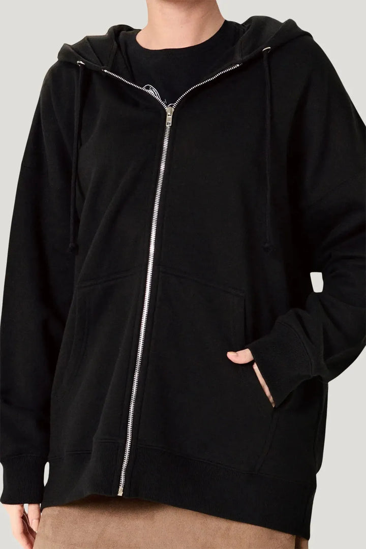 Women's Oversized Zip-Up Hoodie with Embroidered