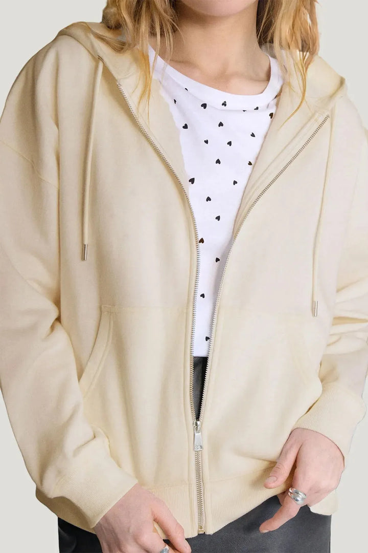 Women's Oversized Zip-Up Hoodie with Embroidered