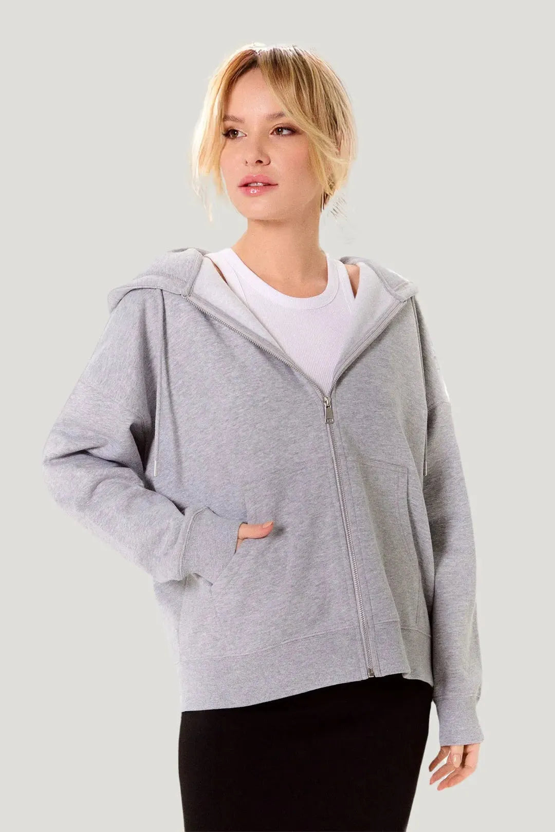 Women's Oversized Zip-Up Hoodie with Embroidered