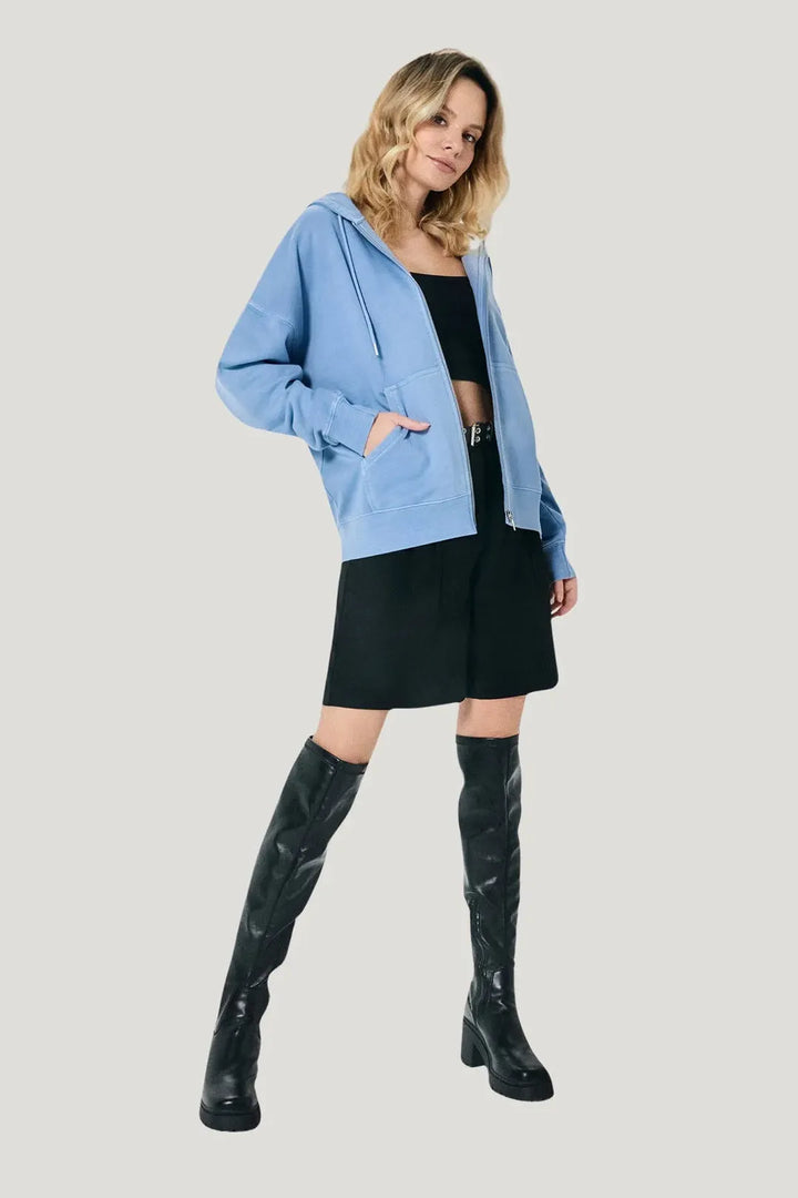 Women's Oversized Zip-Up Hoodie with Embroidered