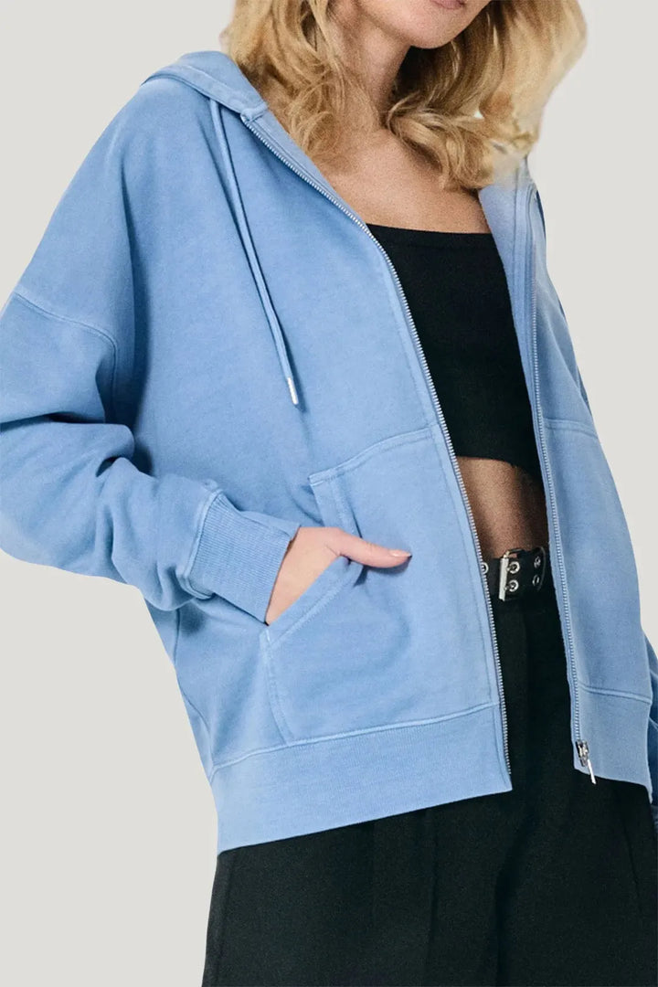 Women's Oversized Zip-Up Hoodie with Embroidered