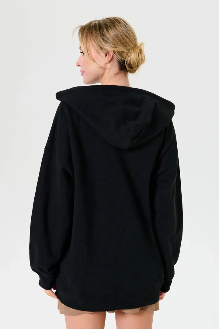 Women's Oversized Zip-Up Hoodie with Embroidered