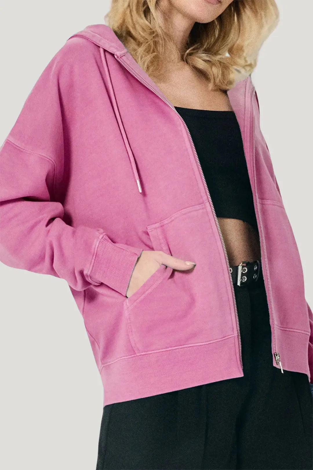 Women's Oversized Zip-Up Hoodie with Embroidered