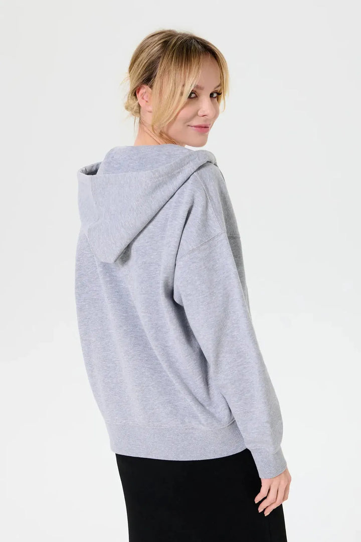 Women's Oversized Zip-Up Hoodie with Embroidered