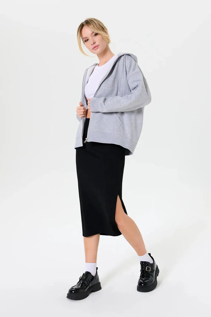 Women's Oversized Zip-Up Hoodie with Embroidered