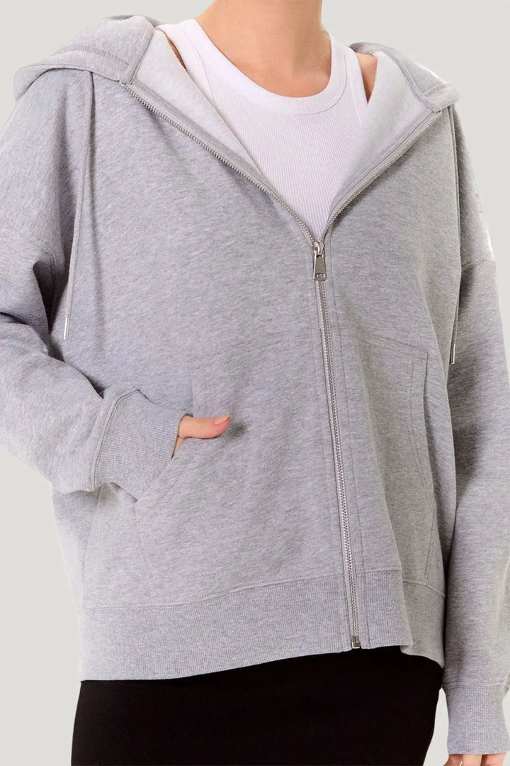 Women's Oversized Zip-Up Hoodie with Embroidered