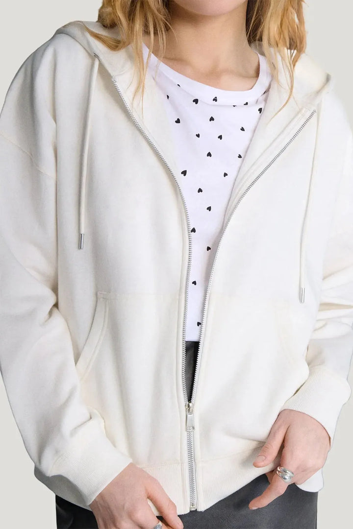 Women's Oversized Zip-Up Hoodie with Embroidered