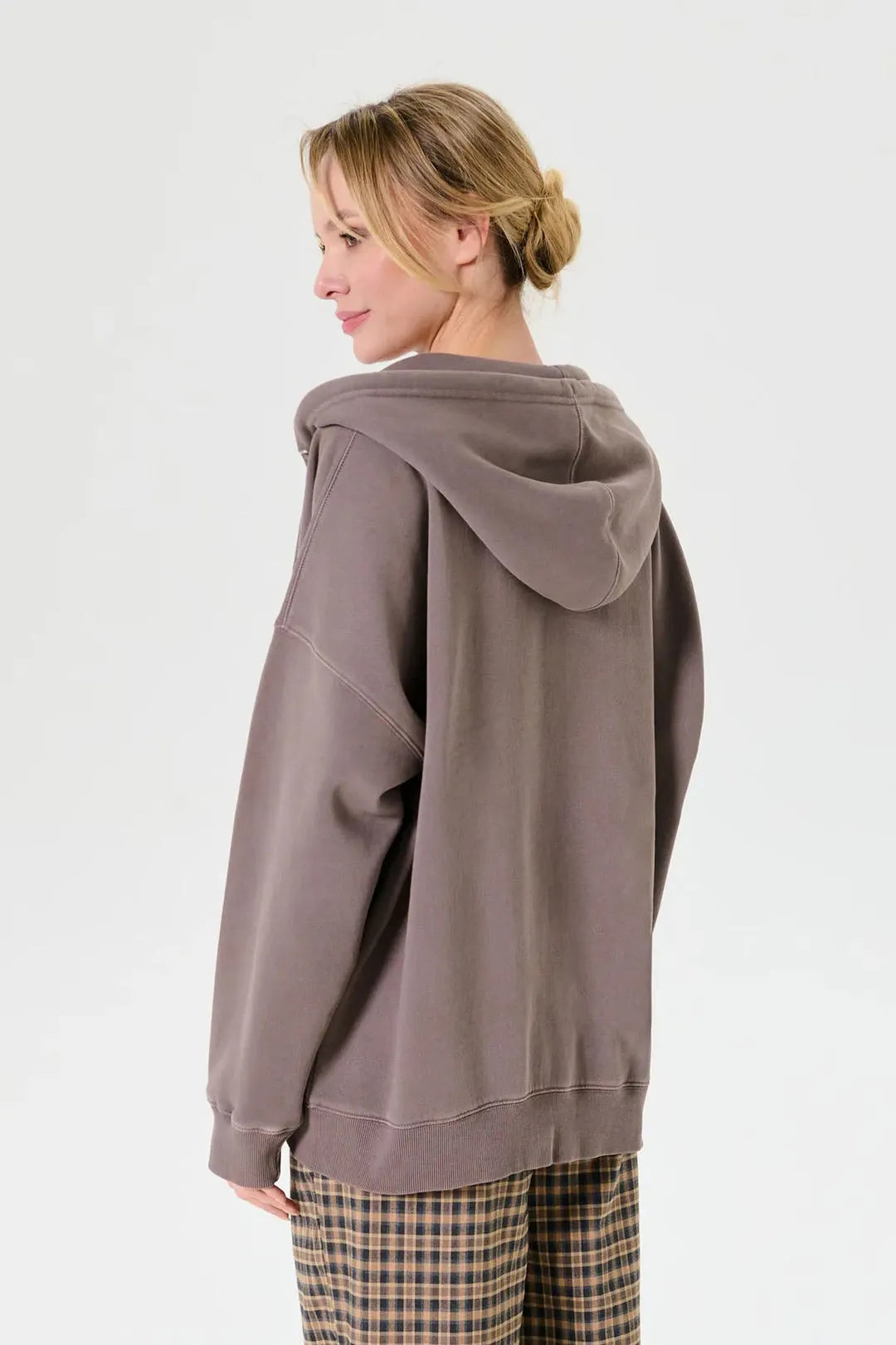 Women's Oversized Zip-Up Hoodie with Embroidered