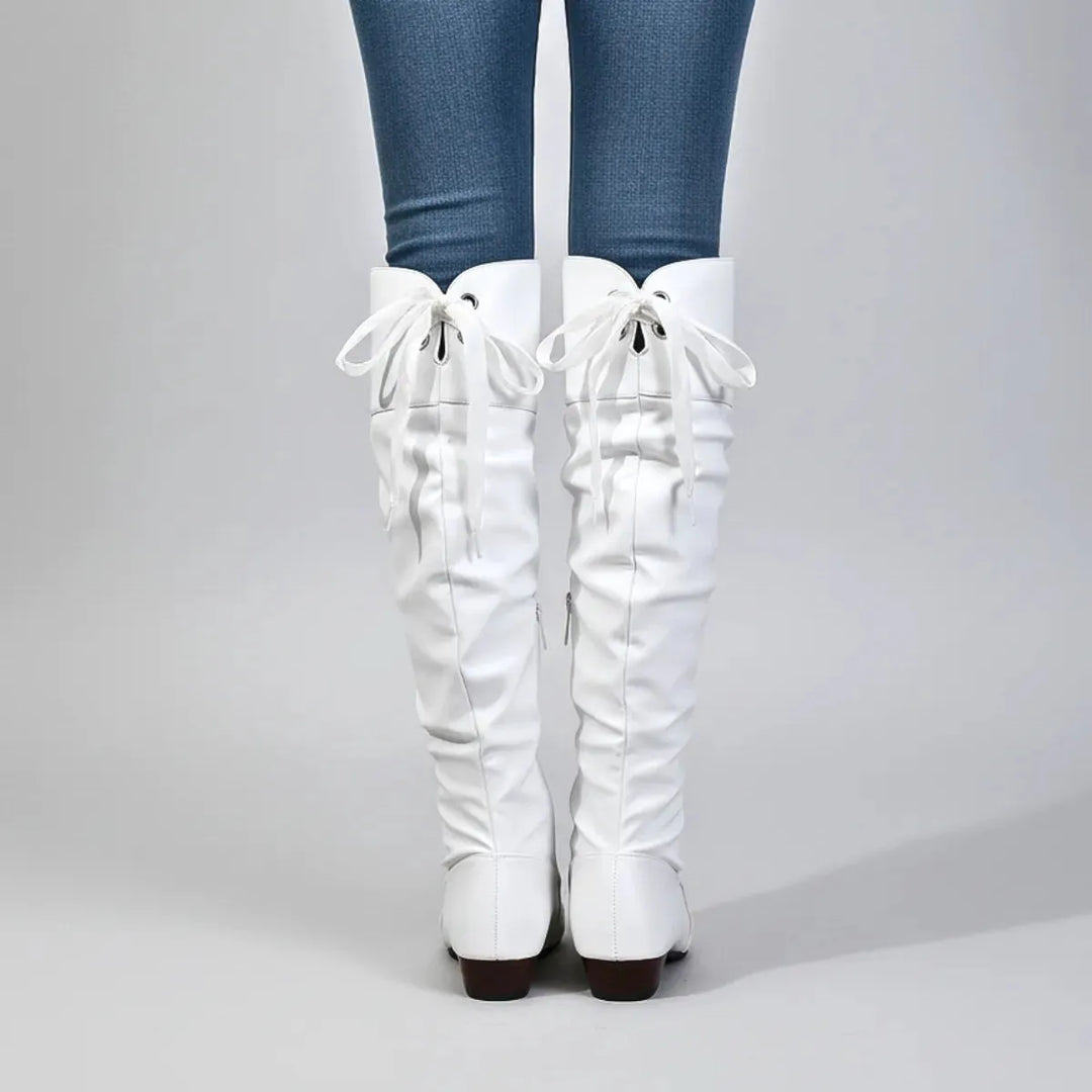 Women's Over the Knee Slouch Boots with Low Heel