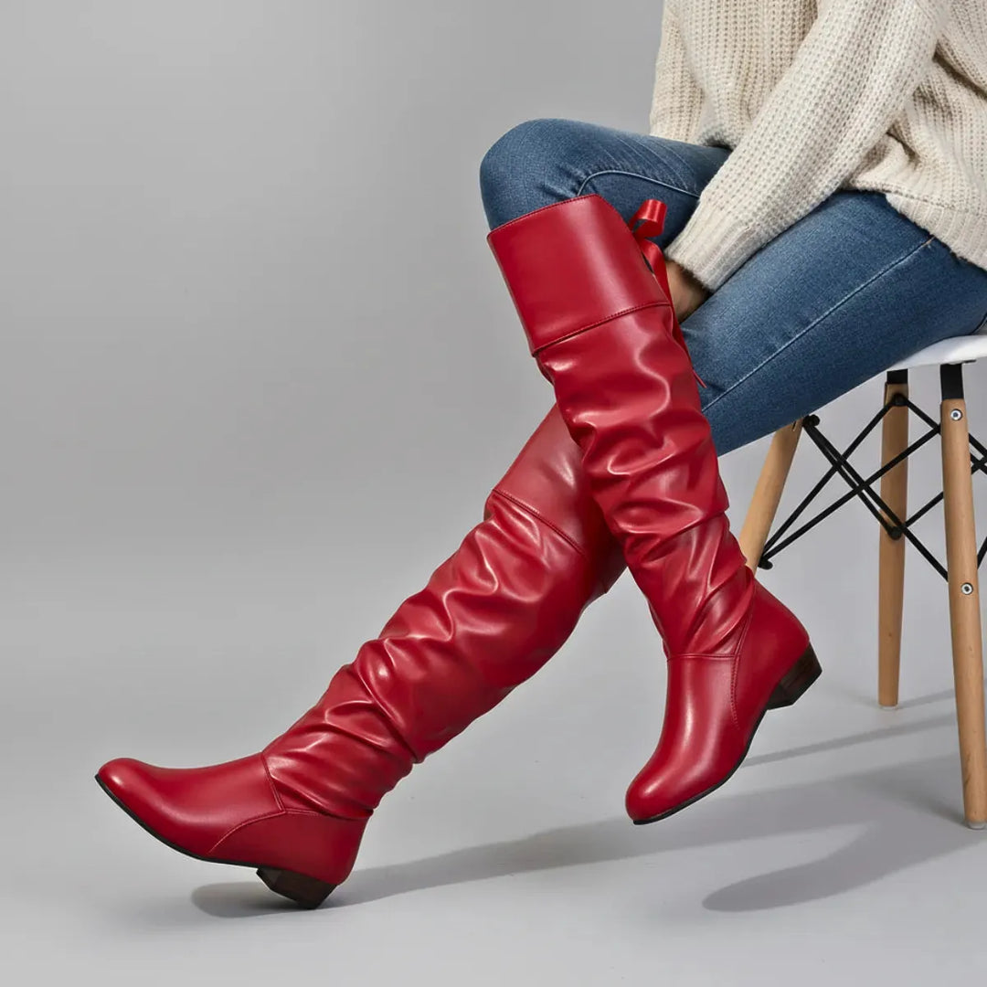 Women's Over the Knee Slouch Boots with Low Heel