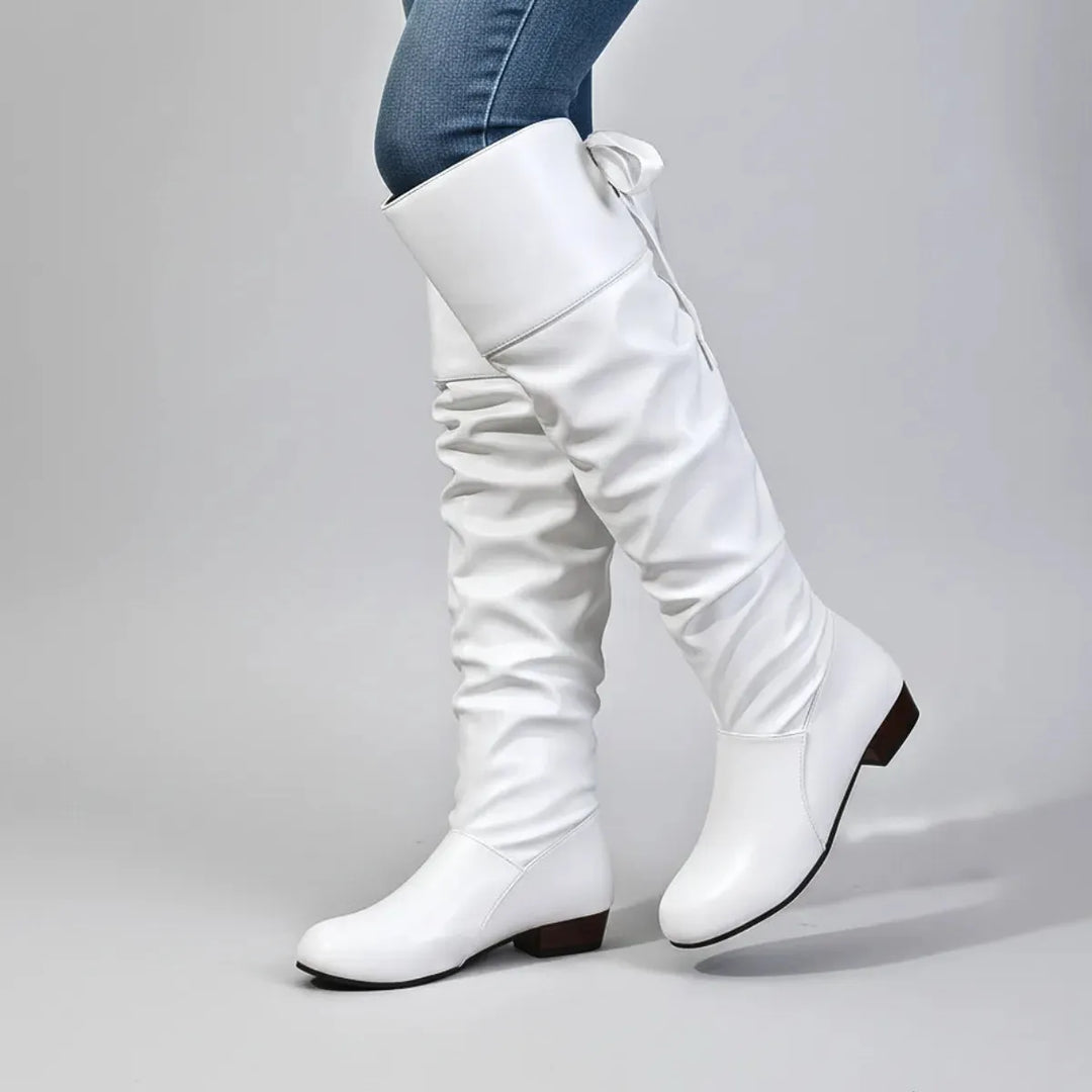 Women's Over the Knee Slouch Boots with Low Heel