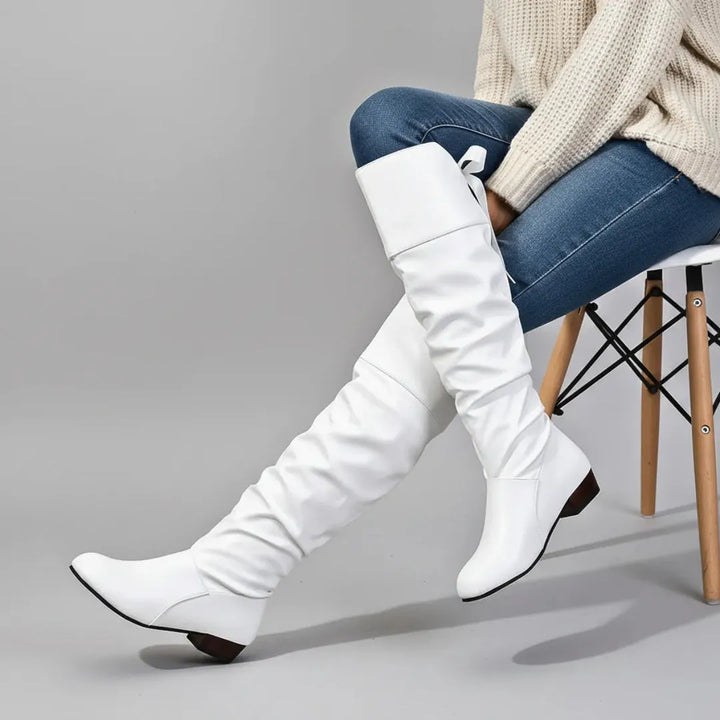 Women's Over the Knee Slouch Boots with Low Heel
