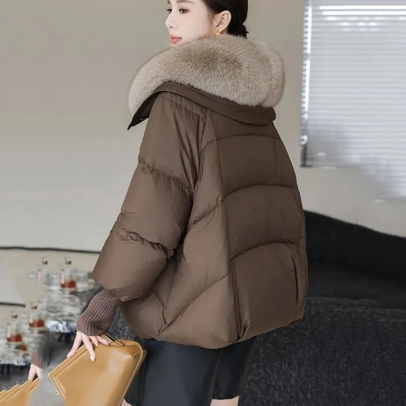 Women’s Padded Insulated Jacket with Plush Collar