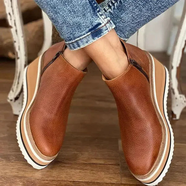 Women's Platform Ankle Boots with Wide Fit