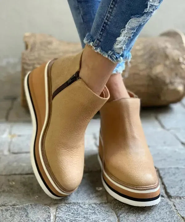 Women's Platform Ankle Boots with Wide Fit