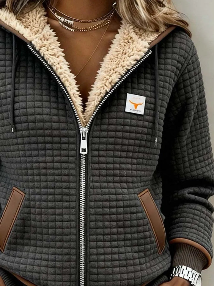 Women’s Quilted Faux Sherpa-Lined Jacket with Hood