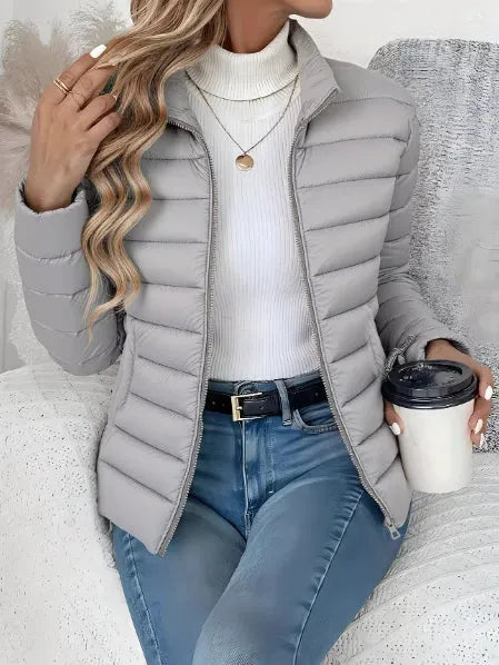 Women’s Quilted Lightweight Jacket with Stand Collar