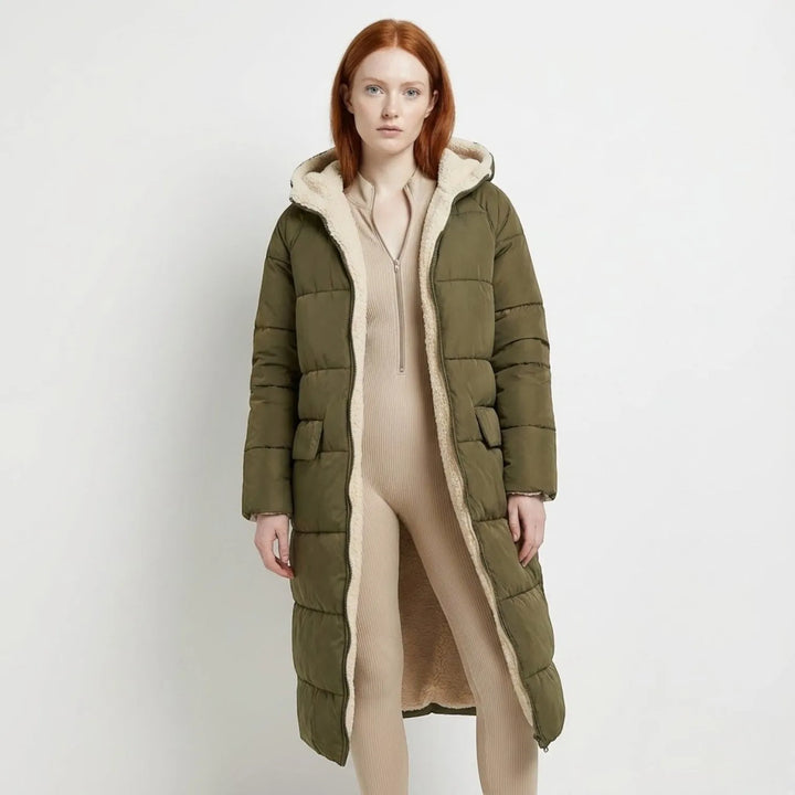 Women's Reversible Winter Puffer Jacket with Hood