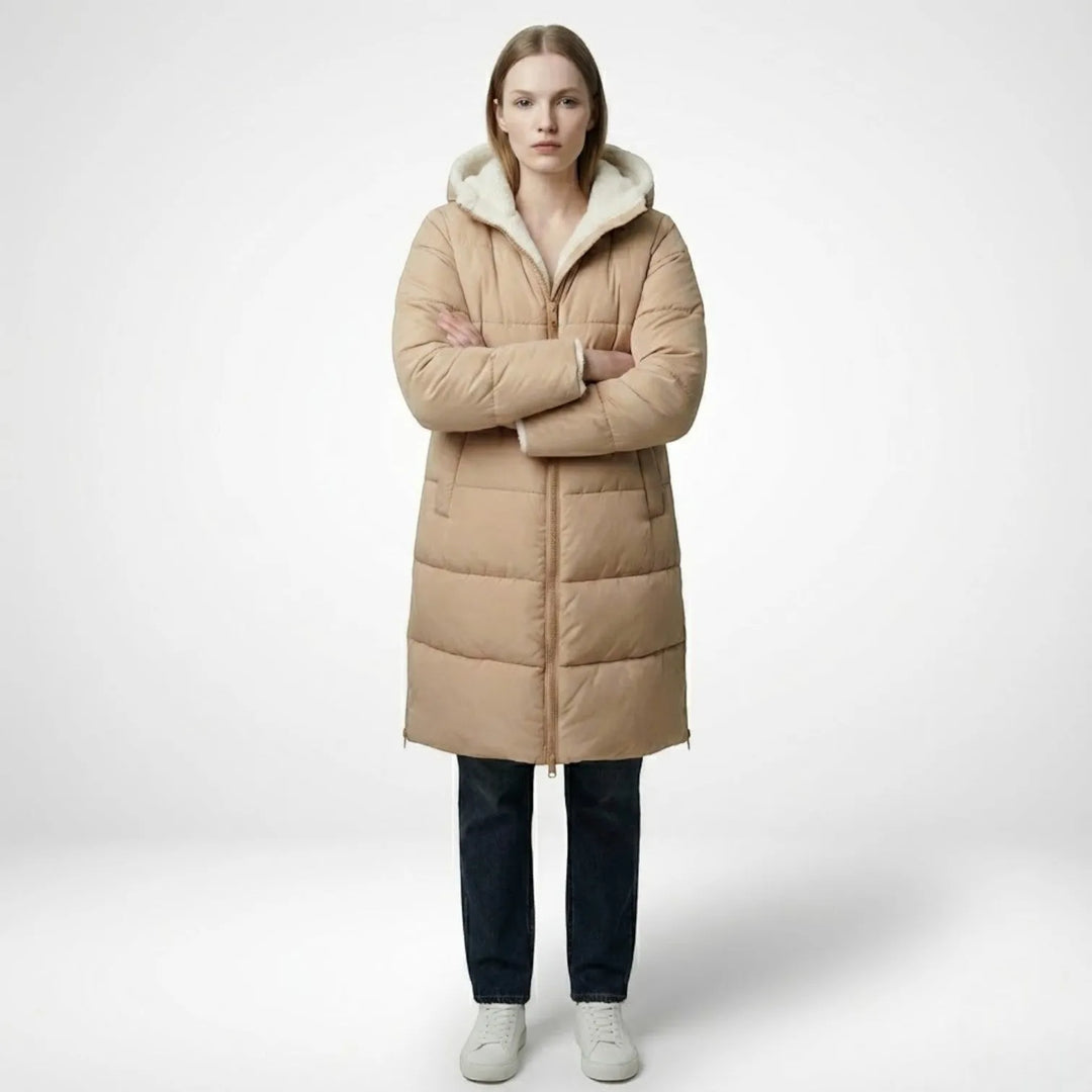 Women's Reversible Winter Puffer Jacket with Hood