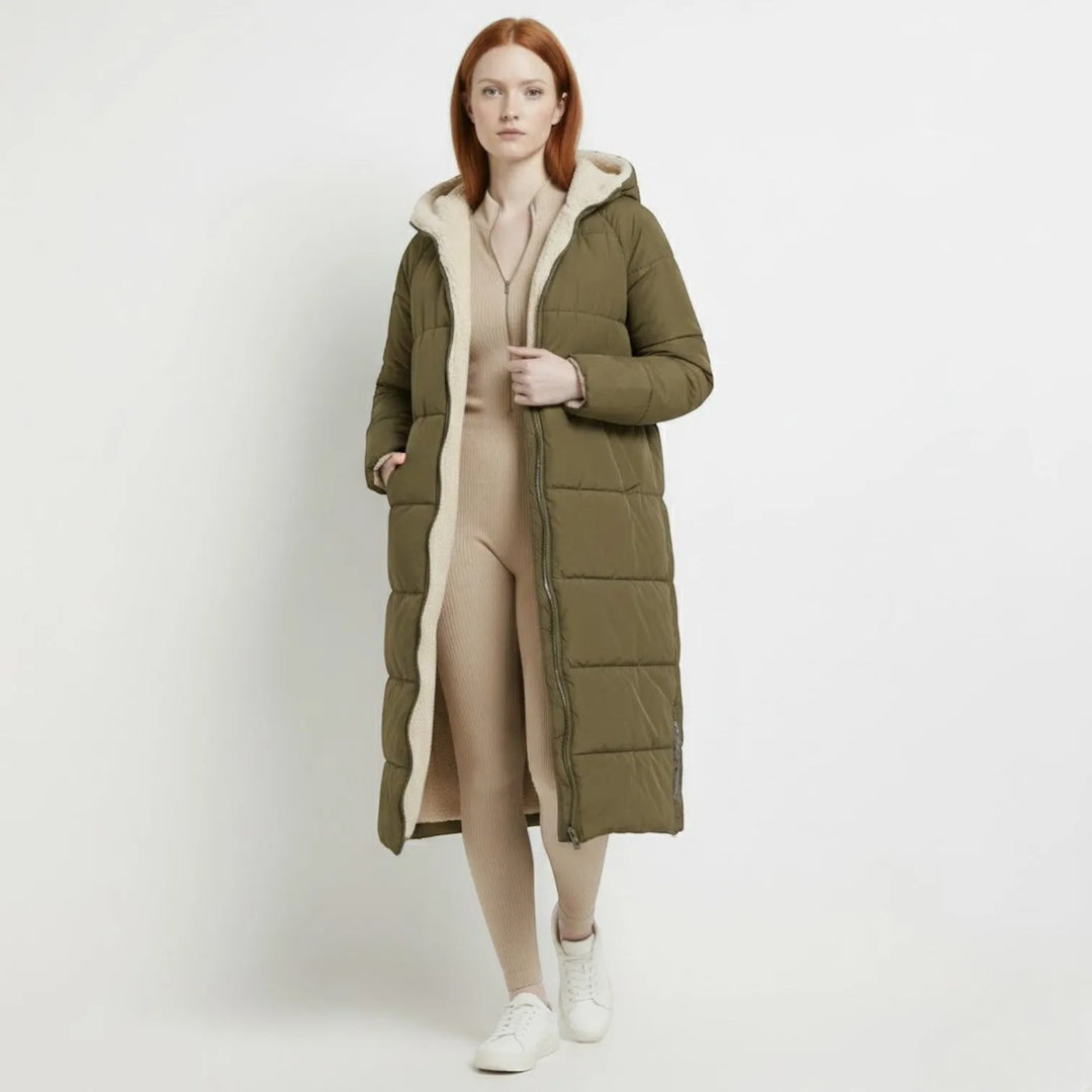 Women's Reversible Winter Puffer Jacket with Hood