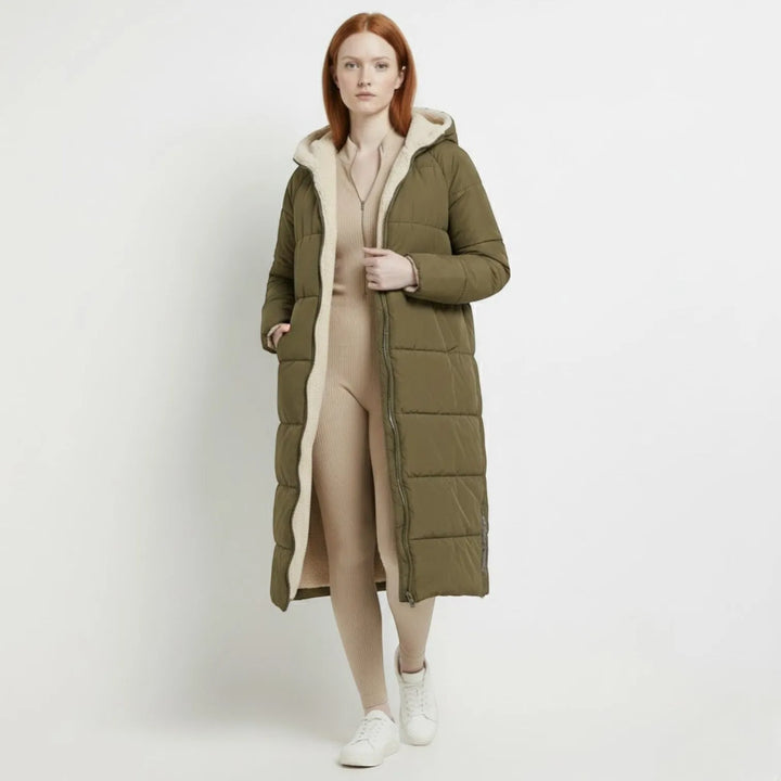 Women's Reversible Winter Puffer Jacket with Hood