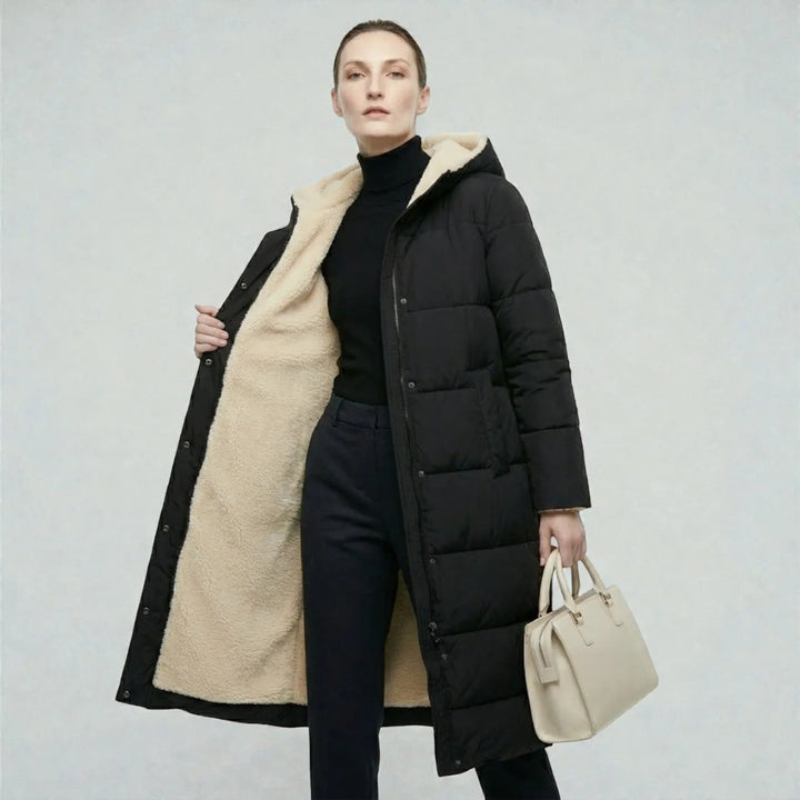 Women's Reversible Winter Puffer Jacket with Hood