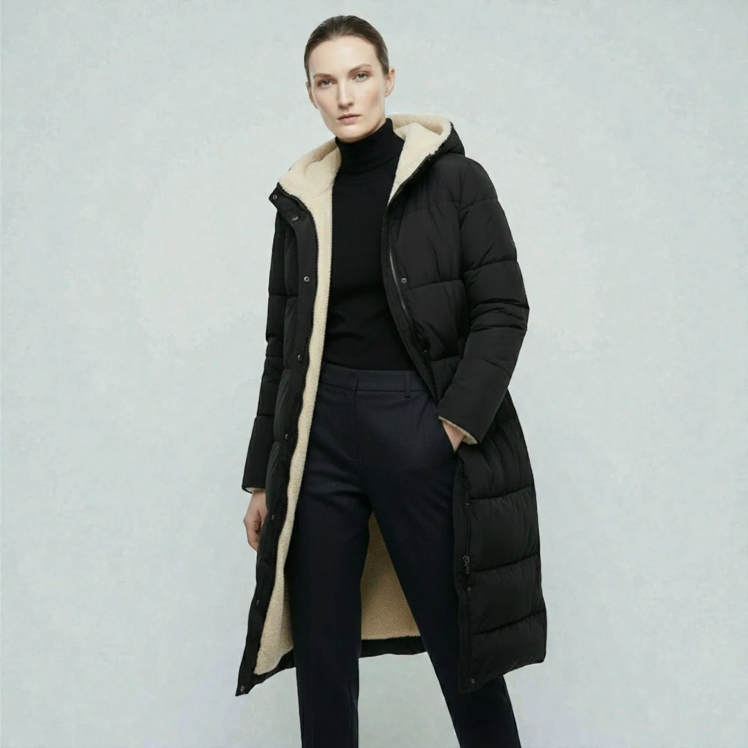 Women's Reversible Winter Puffer Jacket with Hood