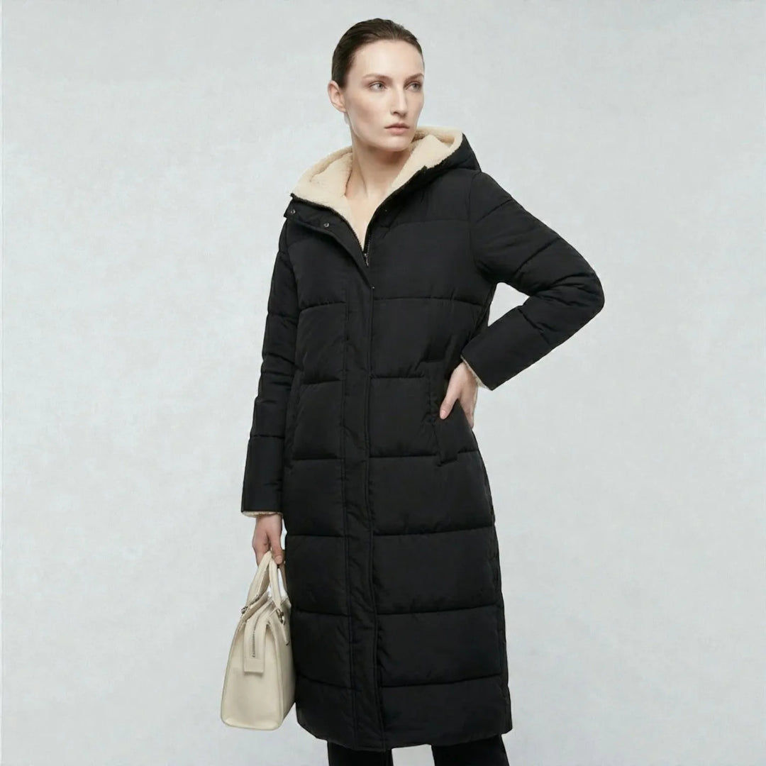 Women's Reversible Winter Puffer Jacket with Hood