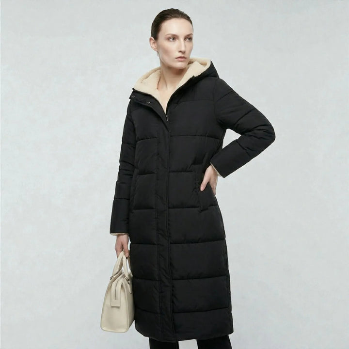 Women's Reversible Winter Puffer Jacket with Hood
