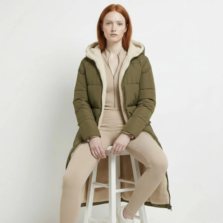 Women's Reversible Winter Puffer Jacket with Hood