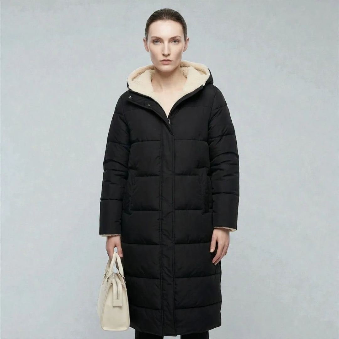 Women's Reversible Winter Puffer Jacket with Hood
