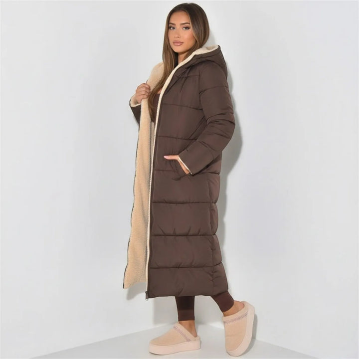 Women's Reversible Winter Puffer Jacket with Hood