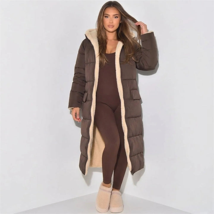 Women's Reversible Winter Puffer Jacket with Hood