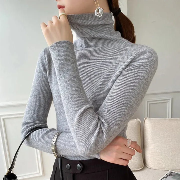 Women's Slim Fit Knit Sweater with Turtleneck