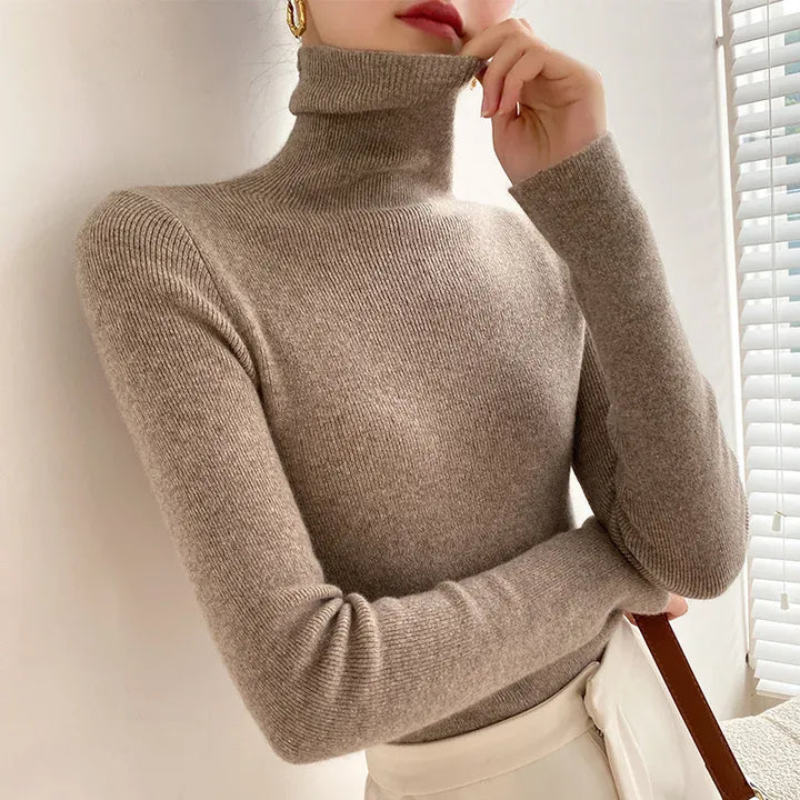 Women's Slim Fit Knit Sweater with Turtleneck