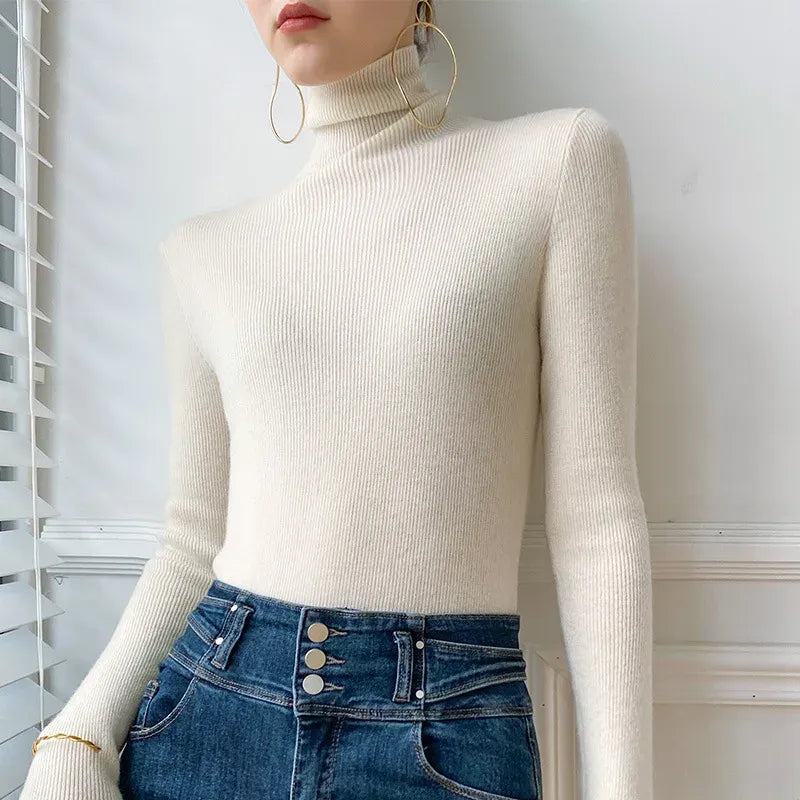 Women's Slim Fit Knit Sweater with Turtleneck